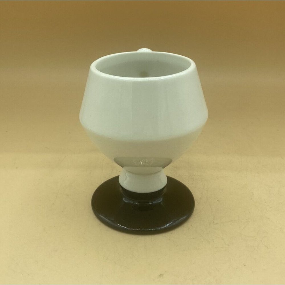 Vintage Hall China Pedestal White Mug Restaurant Ware Black Footed - Picture 6 of 12